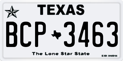 TX license plate BCP3463