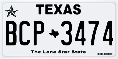 TX license plate BCP3474