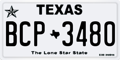 TX license plate BCP3480