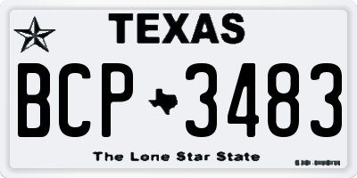 TX license plate BCP3483