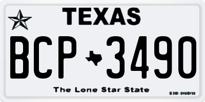 TX license plate BCP3490