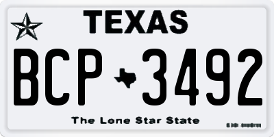 TX license plate BCP3492