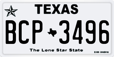 TX license plate BCP3496