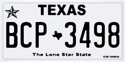 TX license plate BCP3498
