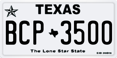 TX license plate BCP3500