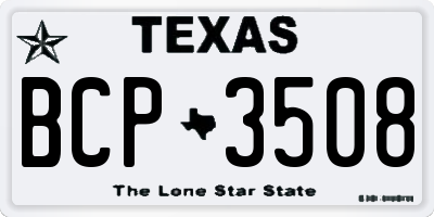 TX license plate BCP3508