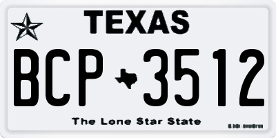 TX license plate BCP3512