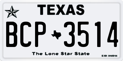 TX license plate BCP3514
