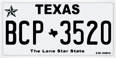 TX license plate BCP3520