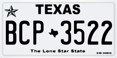TX license plate BCP3522