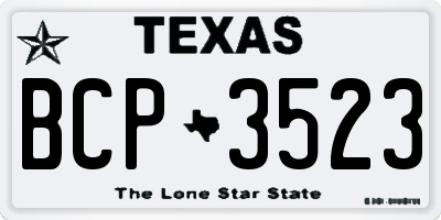 TX license plate BCP3523