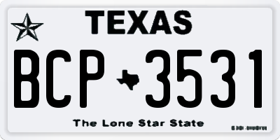 TX license plate BCP3531