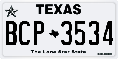 TX license plate BCP3534