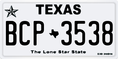 TX license plate BCP3538