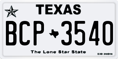 TX license plate BCP3540