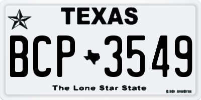 TX license plate BCP3549