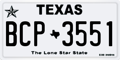 TX license plate BCP3551