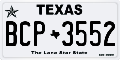 TX license plate BCP3552