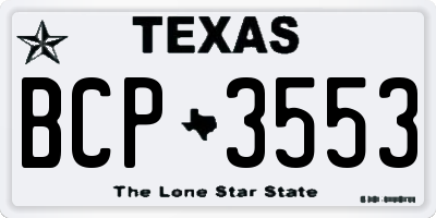 TX license plate BCP3553
