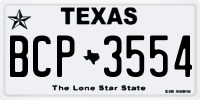 TX license plate BCP3554