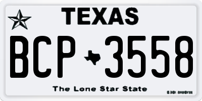 TX license plate BCP3558