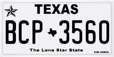 TX license plate BCP3560