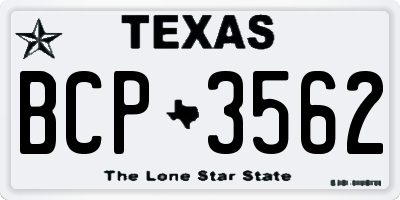 TX license plate BCP3562