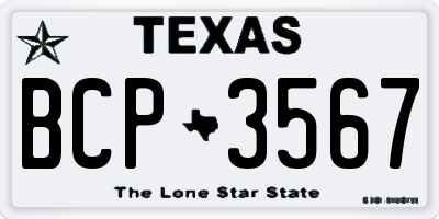 TX license plate BCP3567