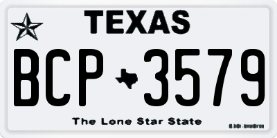TX license plate BCP3579