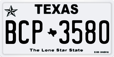 TX license plate BCP3580