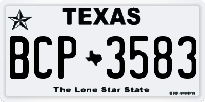 TX license plate BCP3583