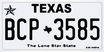 TX license plate BCP3585