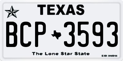 TX license plate BCP3593
