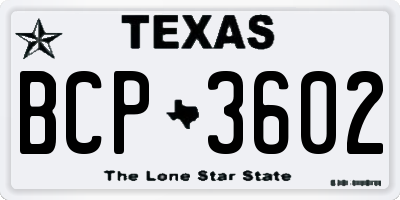TX license plate BCP3602