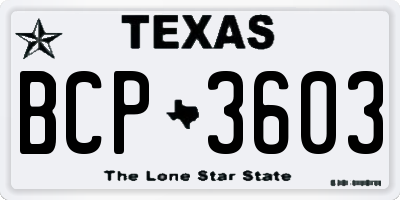 TX license plate BCP3603