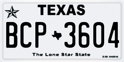 TX license plate BCP3604
