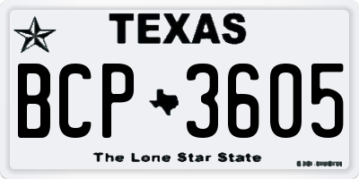 TX license plate BCP3605