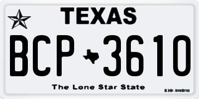TX license plate BCP3610