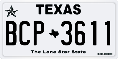 TX license plate BCP3611