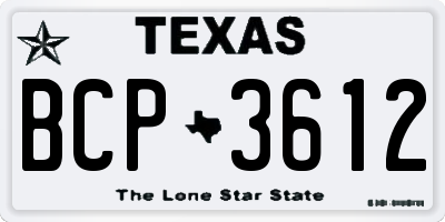 TX license plate BCP3612