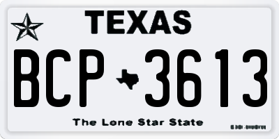 TX license plate BCP3613