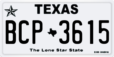 TX license plate BCP3615