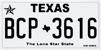 TX license plate BCP3616