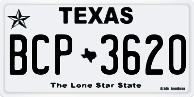 TX license plate BCP3620