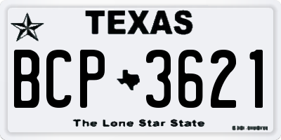 TX license plate BCP3621