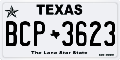 TX license plate BCP3623
