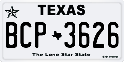 TX license plate BCP3626