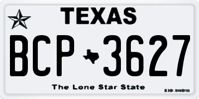 TX license plate BCP3627