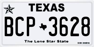 TX license plate BCP3628