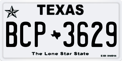 TX license plate BCP3629